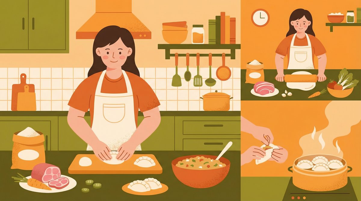 蘑菇视频-美食烹饪视频教程：家常饺子做法